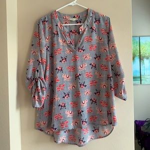 Pink Rose Vintage Elephant Blouse